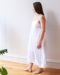 LLEA BLUE Eva Spaghetti Strap Dress in White Cotton Silk 2 - Bliss Boutiques