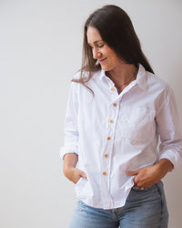 LLEA BLUE Hadley Heavy Weight Shirt in White 1 - Bliss Boutiques