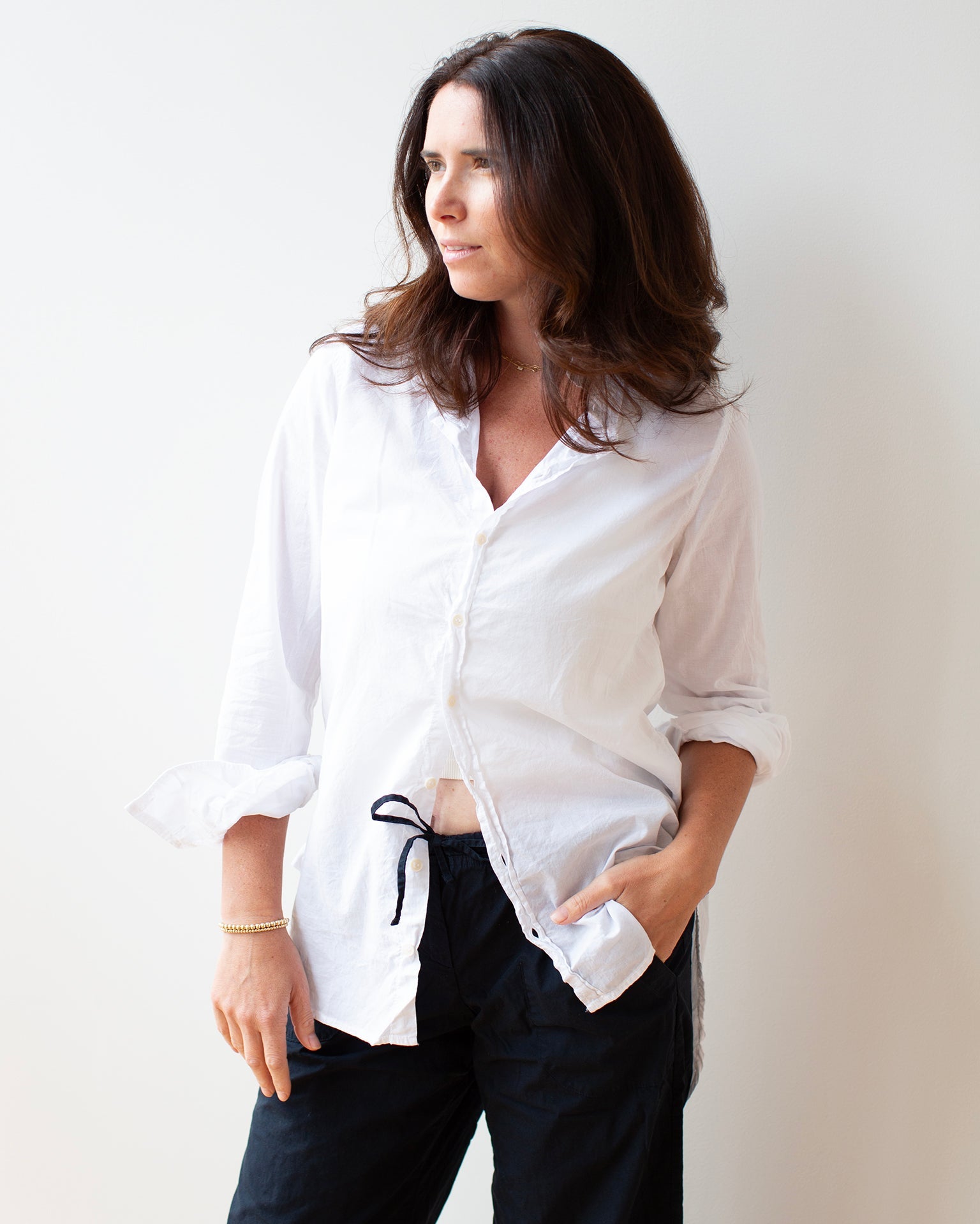 Lindsey Hi/Low Top in White Cotton