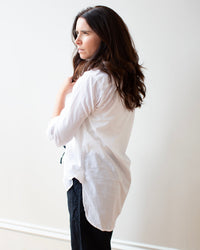 LLEA BLUE Lindsey Hi/Low Top in White Cotton 3 - Bliss Boutiques