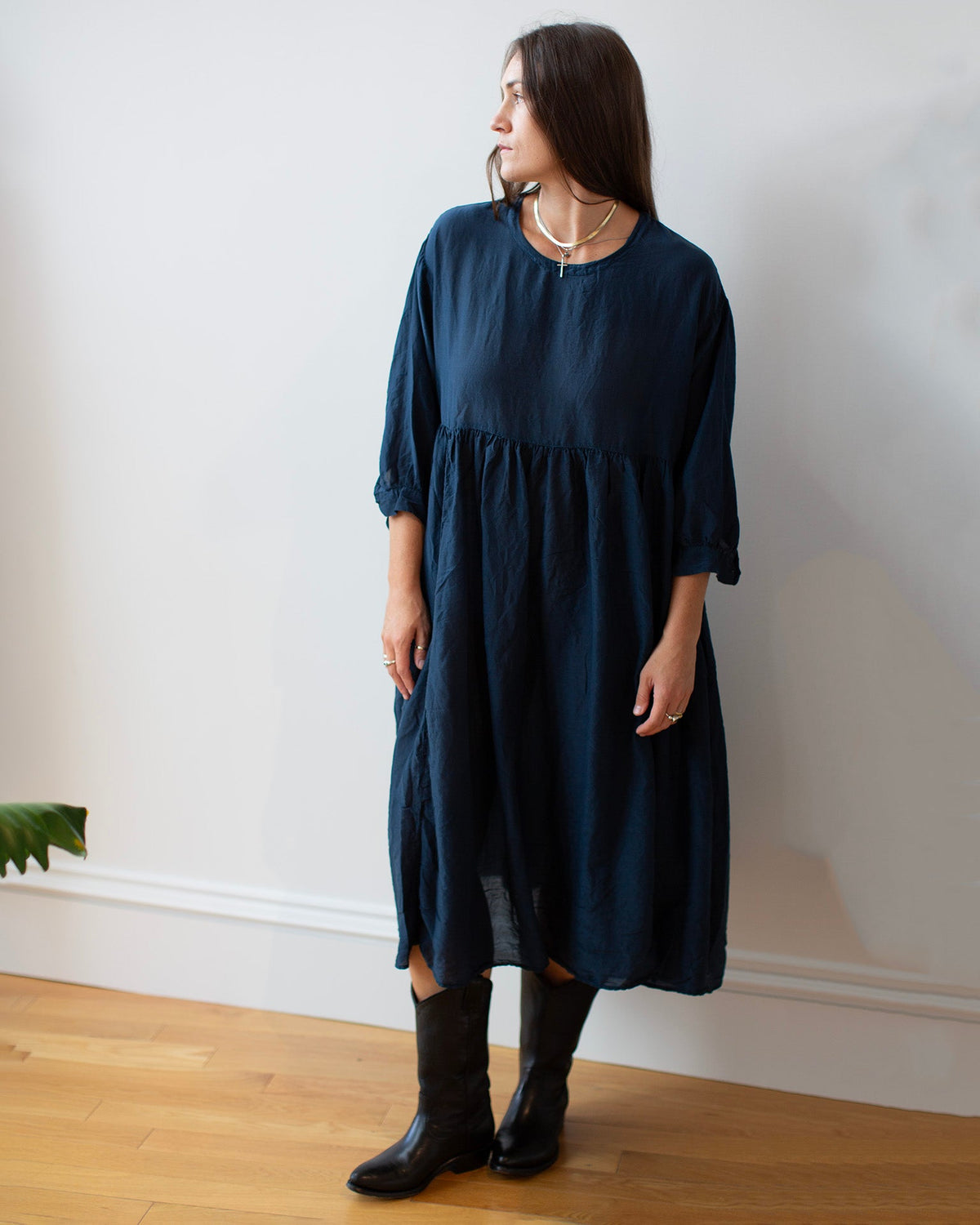 Rachel Dress in Ink Cotton Silk