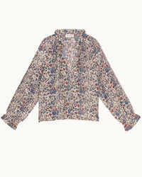 MABE Cass Print L/S Top in Indigo/Rust 2 - Bliss Boutiques
