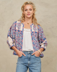 MABE Della Print Jkt in Blue/Pink 1 - Bliss Boutiques