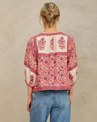 MABE Della Print Jkt in Red/Navy 2 - Bliss Boutiques
