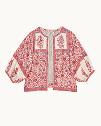 MABE Della Print Jkt in Red/Navy 3 - Bliss Boutiques
