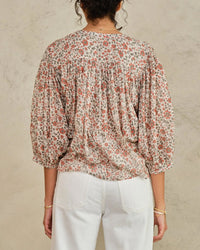 MABE Della Print L/S Top in Rust/Khaki 3 - Bliss Boutiques