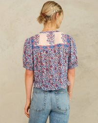 MABE Della Print S/S Top in Blue/Pink 3 - Bliss Boutiques