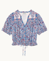 MABE Della Print S/S Top in Blue/Pink 4 - Bliss Boutiques