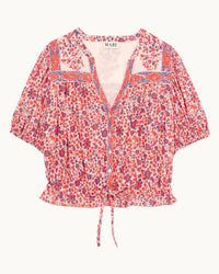 MABE Della Print S/S Top in Red/Navy 4 - Bliss Boutiques
