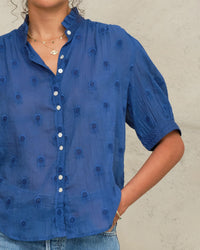 MABE Frani Emb S/S Top in Cobalt 2 - Bliss Boutiques