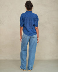 MABE Frani Emb S/S Top in Cobalt 3 - Bliss Boutiques