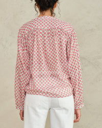 MABE Letty Print L/S Top in Pink 3 - Bliss Boutiques