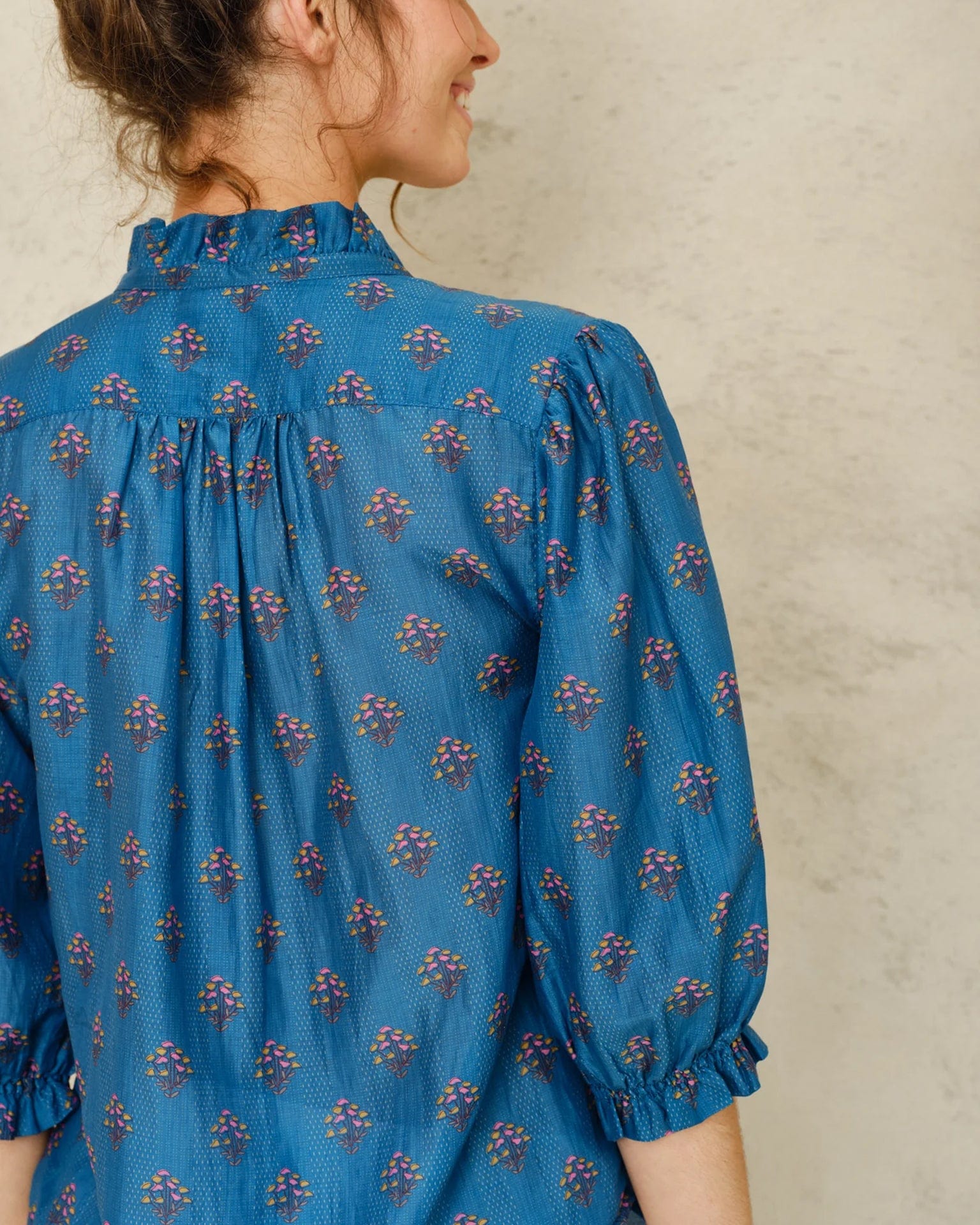 MABE Lindi Print L/S Top in Blue