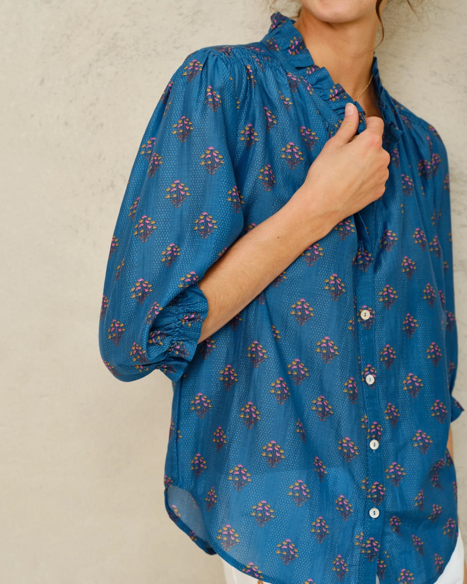 MABE Lindi Print L/S Top in Blue