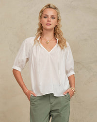 MABE Lotta S/S Top in White 1 - Bliss Boutiques