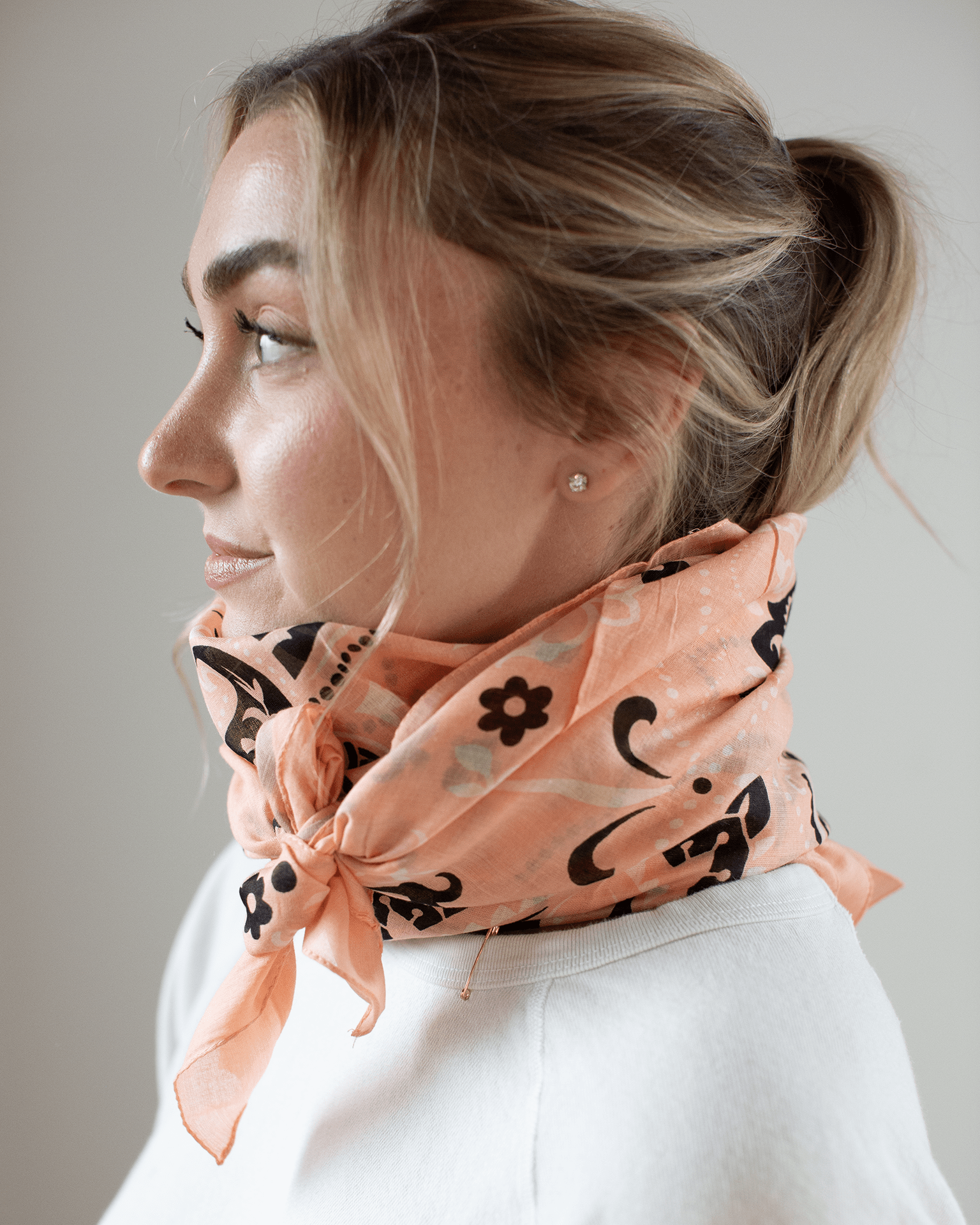 Maison Lecomte Flament Classic Cotton Bandana in Coral Pink