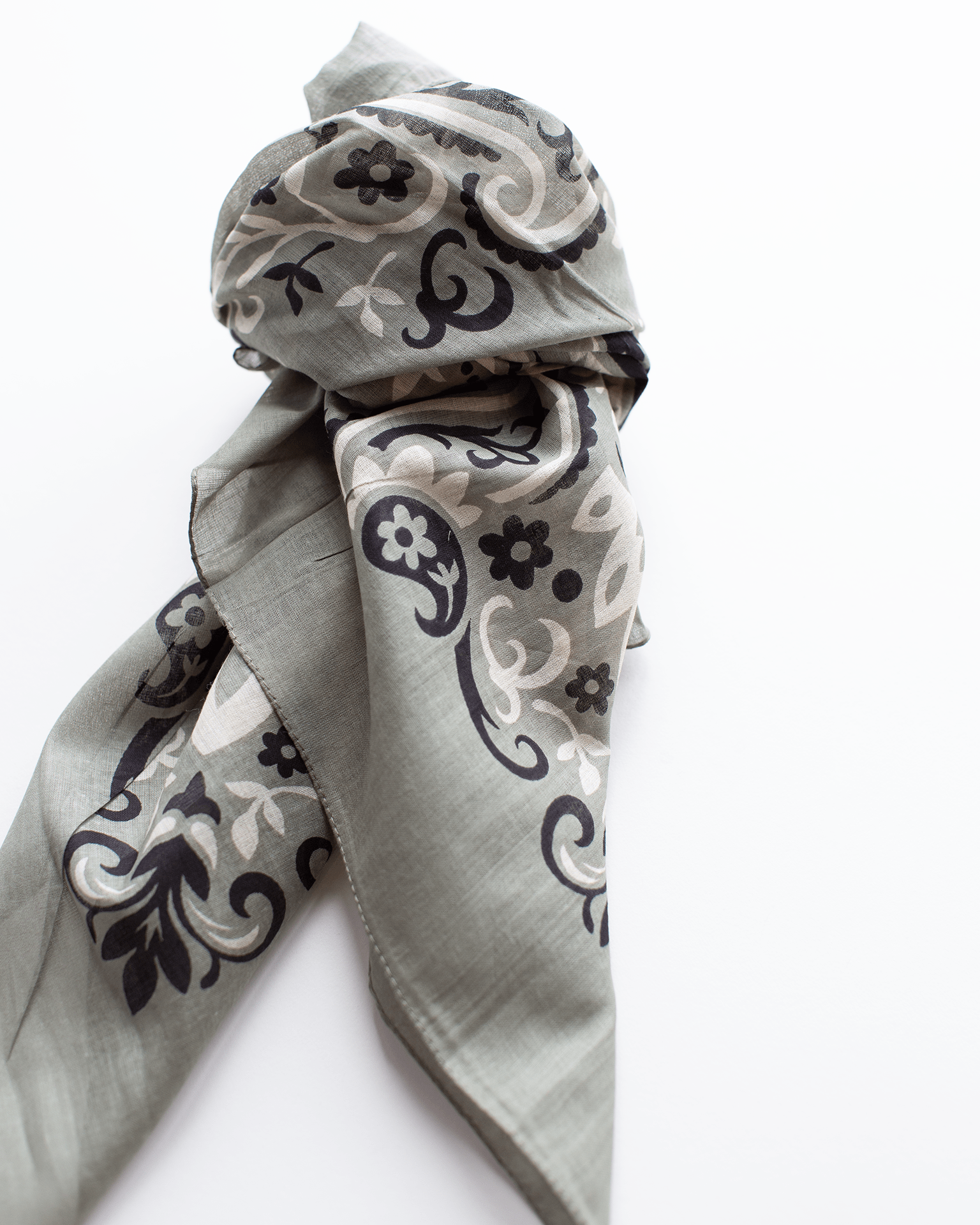 Maison Lecomte Flament Classic Cotton Bandana in Kaki