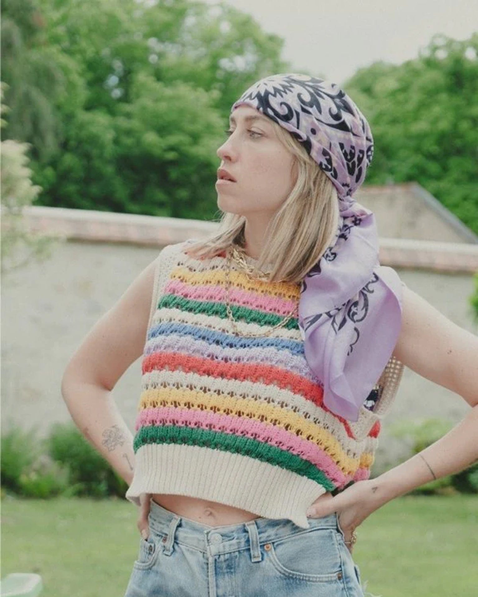 Maison Lecomte Flament Classic Cotton Bandana in Lilas