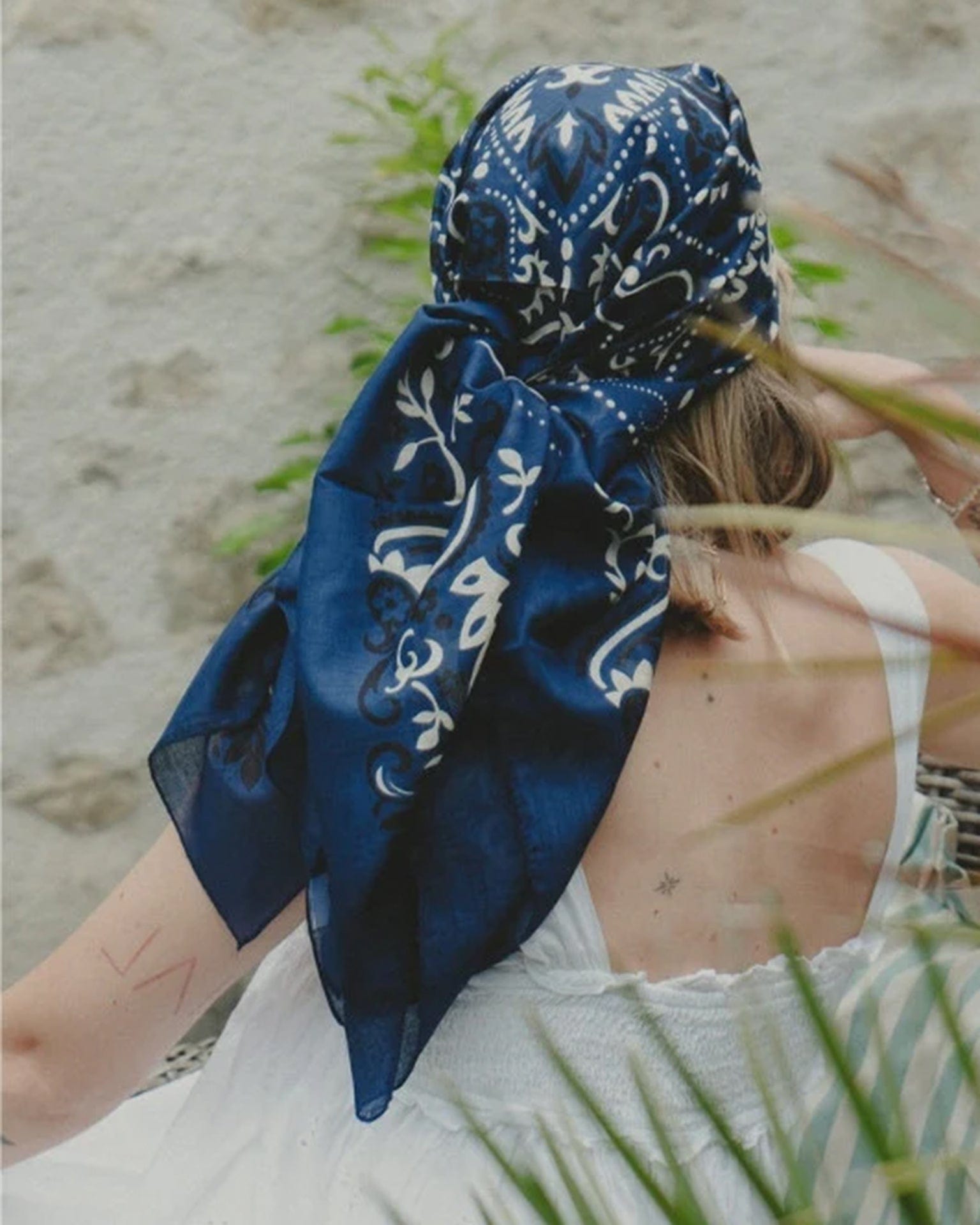 Maison Lecomte Flament Classic Cotton Bandana in Navy