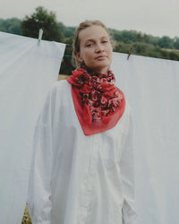 Maison Lecomte Flament Classic Cotton Bandana in Red 3 - Bliss Boutiques