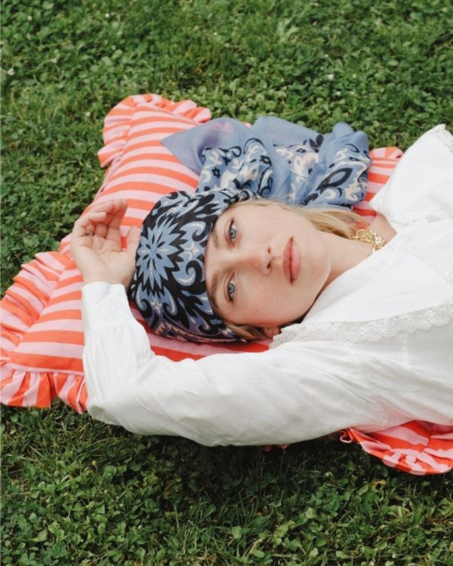 Maison Lecomte Flament Classic Cotton Bandana in Riviera