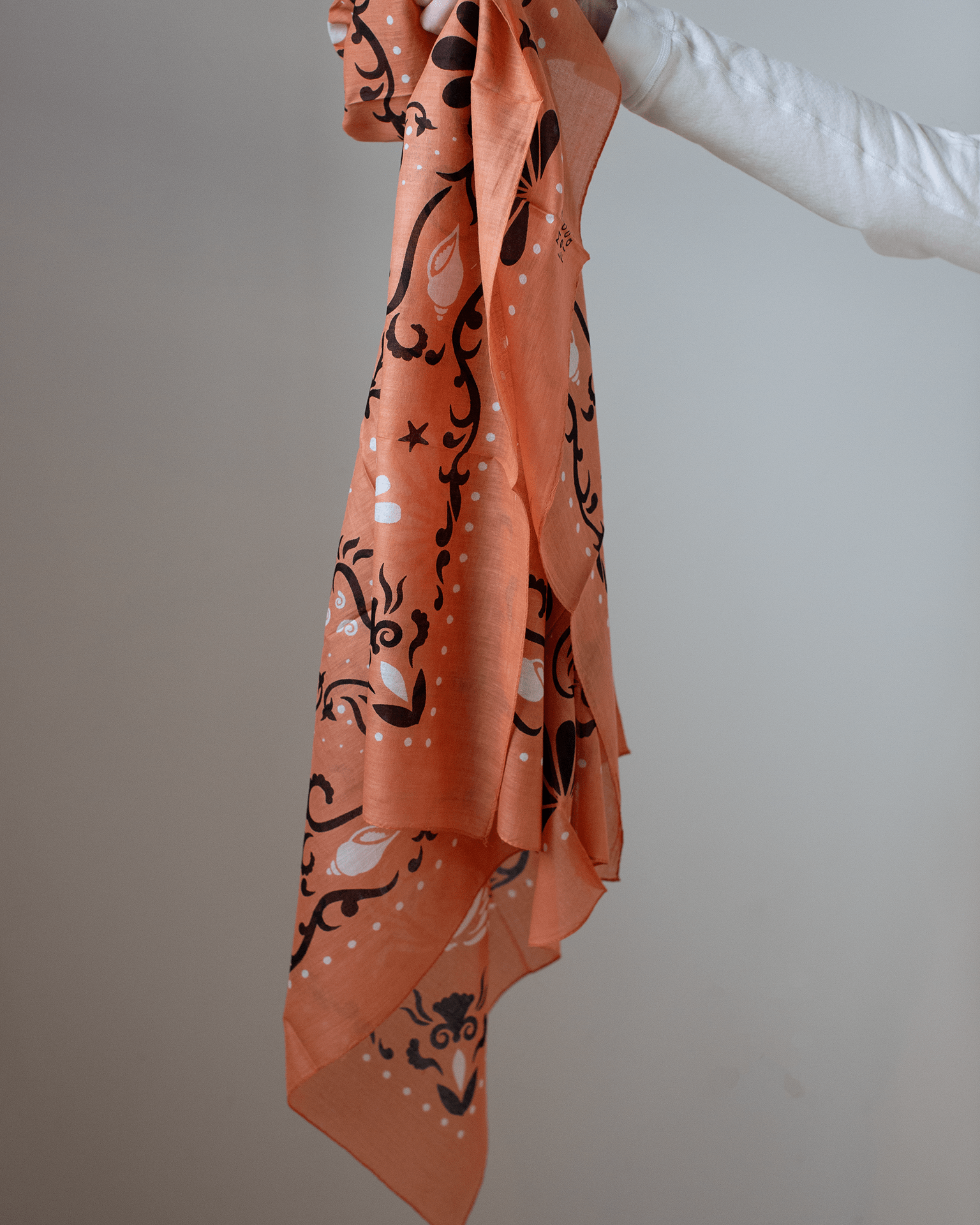 Maison Lecomte Flament Crustaces Cotton Bandana in Rose Corail