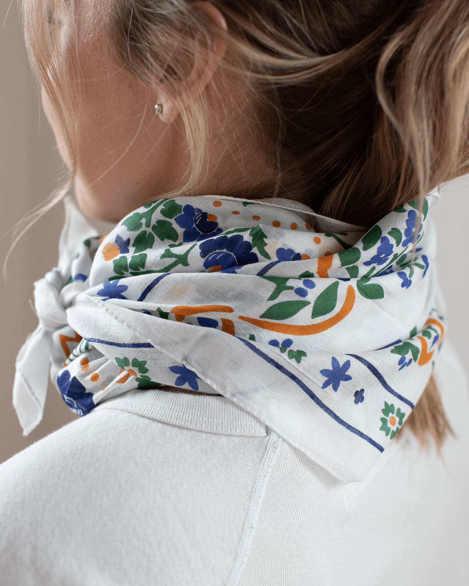 Maison Lecomte Flament Secret Garden Cotton Bandana in Blanc