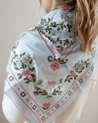 Maison Lecomte Flament Accessories Ciel Secret Garden Cotton Bandana in Ciel