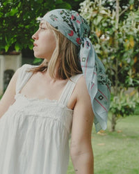 Maison Lecomte Flament Accessories Ciel Secret Garden Cotton Bandana in Ciel