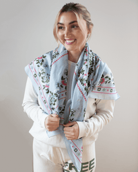 Maison Lecomte Flament Accessories Ciel Secret Garden Cotton Bandana in Ciel