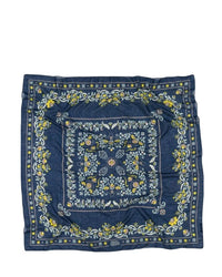 Maison Lecomte Flament Accessories Navy Secret Garden Cotton Bandana in Navy