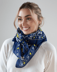 Maison Lecomte Flament Accessories Navy Secret Garden Cotton Bandana in Navy