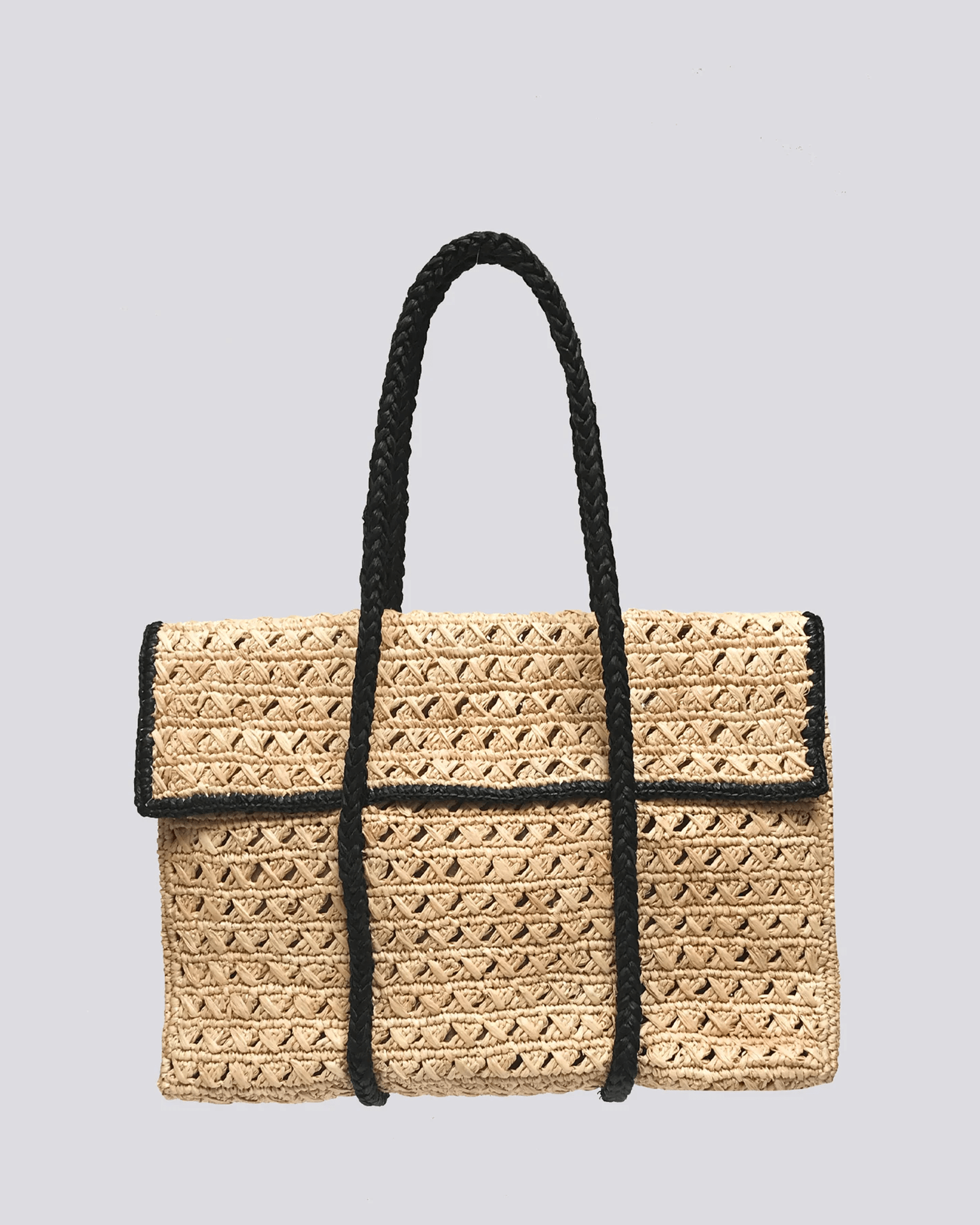 Maison N.H Paris Violette Flap Bag in Natural/Noir