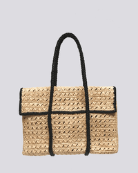 Maison N.H Paris Violette Flap Bag in Natural/Noir