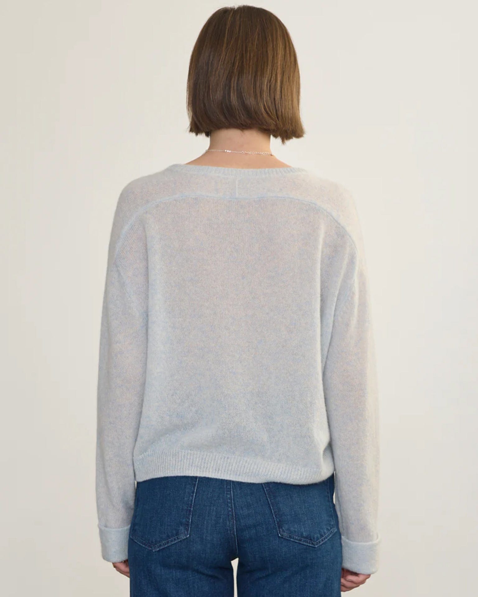 Margaret O'Leary Crew Neck Roll Sleeve Pullover in Arctic