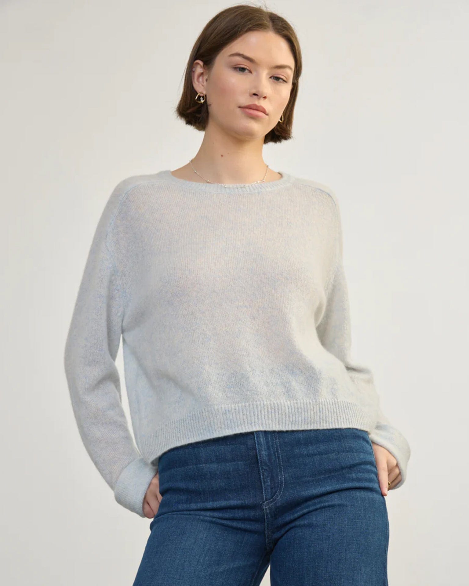 Margaret O'Leary Crew Neck Roll Sleeve Pullover in Arctic