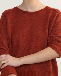 Margaret O'Leary Clothing Crew Neck Roll Sleeve Pullover in Garnet