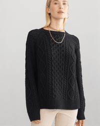 Margaret O'Leary Deidre Cable Pullover in Black