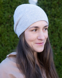 Double Cashmere Beanie in Fog - Bliss Boutiques