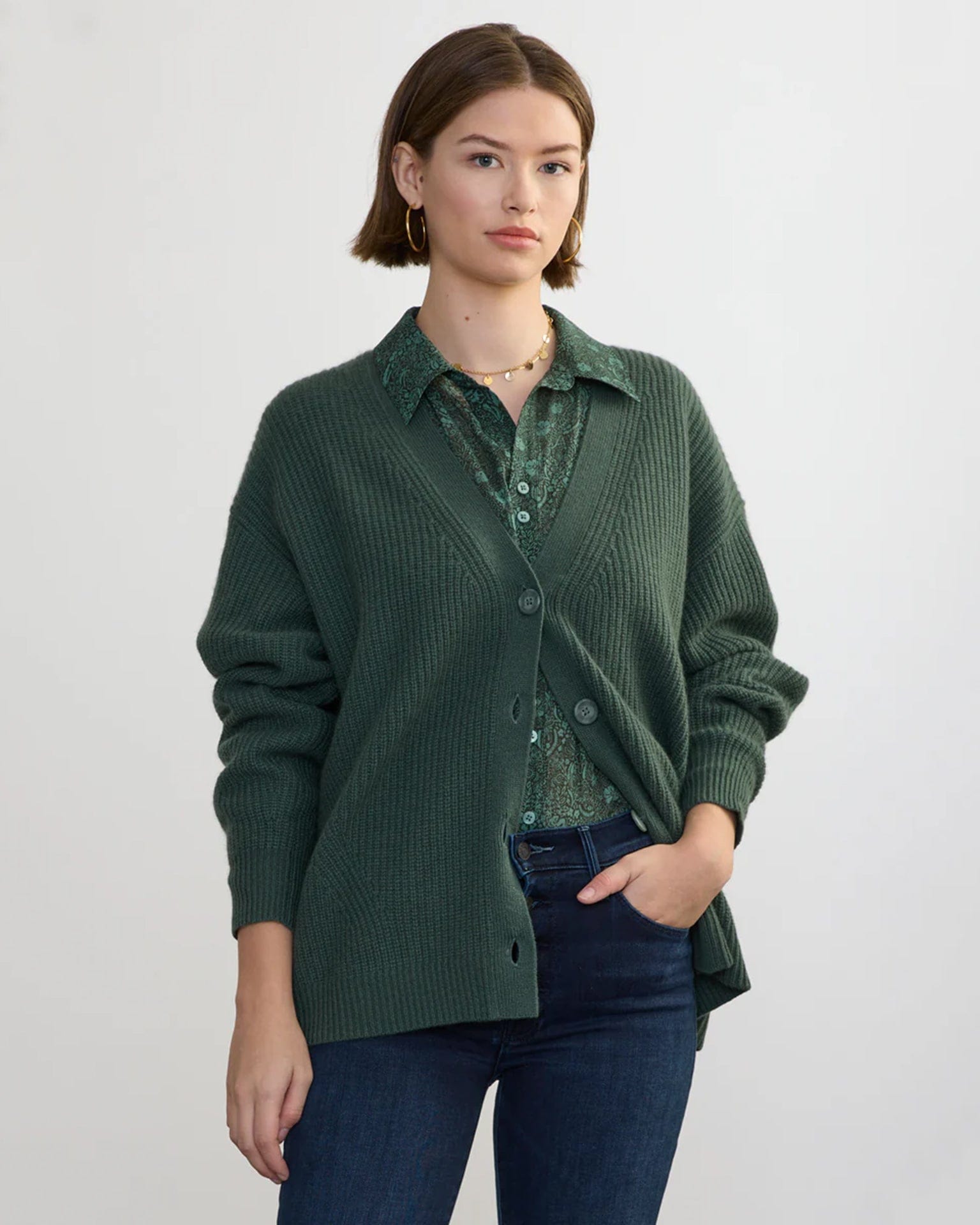 Margaret O'Leary Fairfax Cardi in Kale