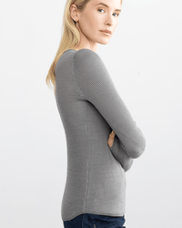 Margaret O'Leary Clothing Shirttail Waffle Crew in Gunmetal/Grey