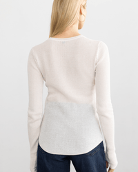 Margaret O'Leary Shirttail Waffle Crew in Latte