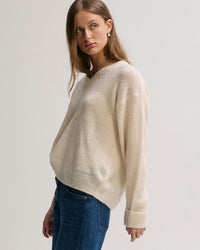 Margaret O'Leary Seed Stitch Vee in Ivory 3 - Bliss Boutiques