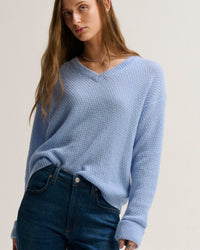 Margaret O'Leary Seed Stitch Vee in Tide 1 - Bliss Boutiques