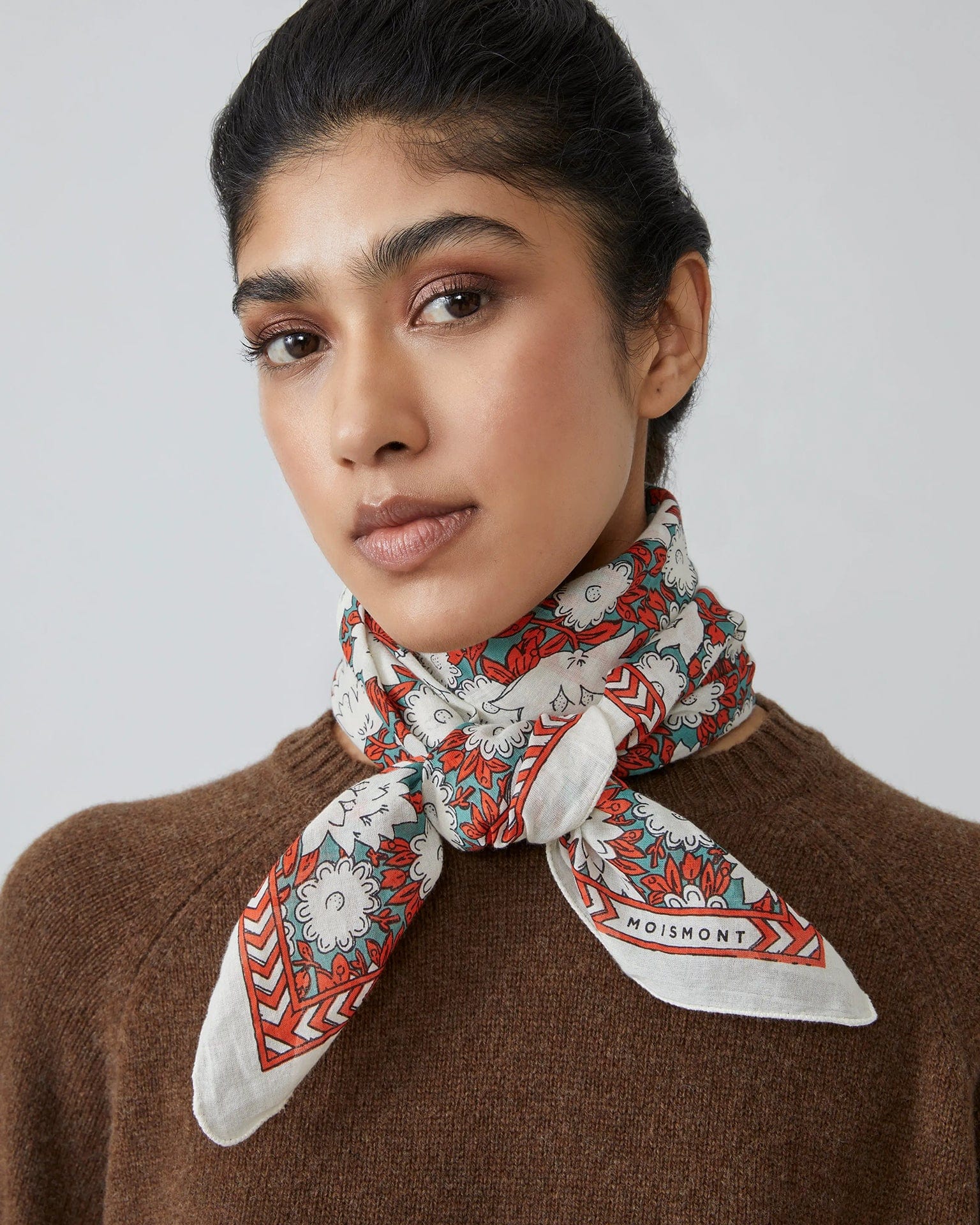 Moismont Amber Cotton Square Scarf No 680 in Poppy