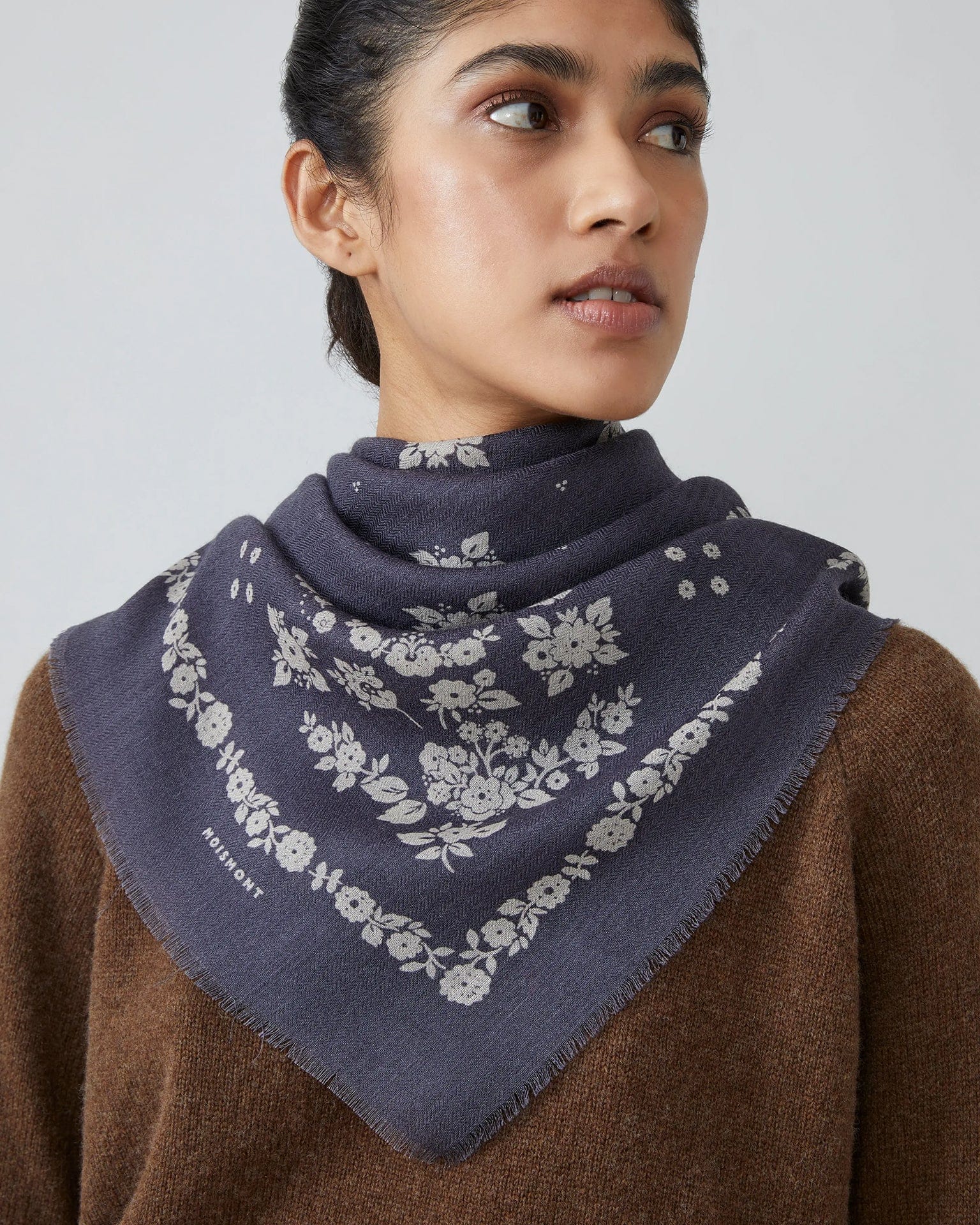 Moismont London Wool Square Scarf No 797 in Slate Grey