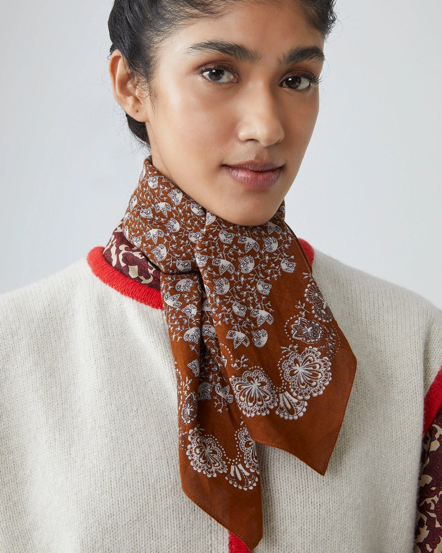 Moismont Milan Cotton Square Scarf No 675 in Toffee