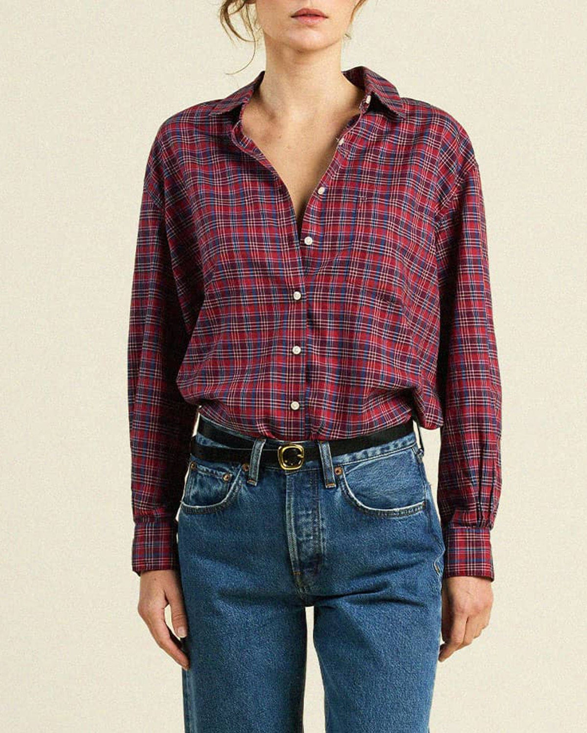 Blake Oversized Shirt in Mulled Wine Plaid