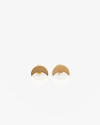 The Little Moon Stud Earrings in Gold by Nashelle are delicate crescent-shaped earrings crafted from 14K gold fill, shown on a plain white background.