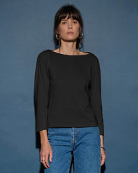 Nation LTD Amelie Envelope Neck Top in Jet Black